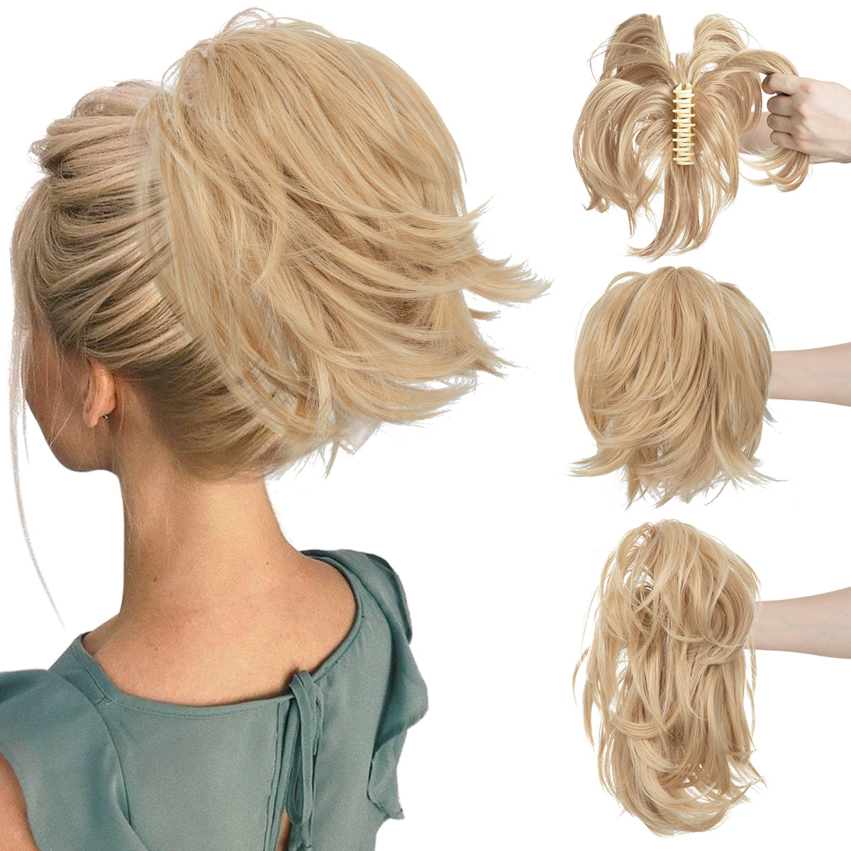 Synthetic Claw Clip In Ponytail Hair Extensions Diy Hairpiece Hair Bun