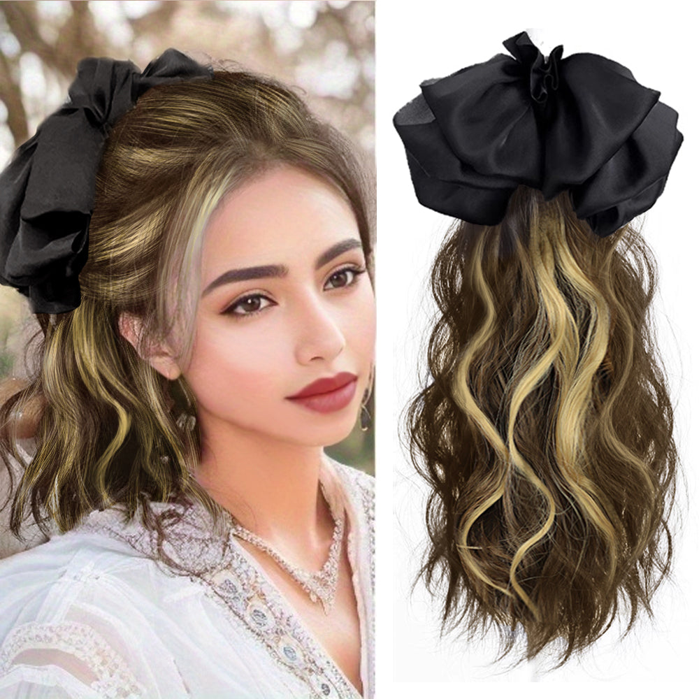 12inch Claw Clip Ponytail Hair Extensions Curly hair Natural bow Tail False Hair