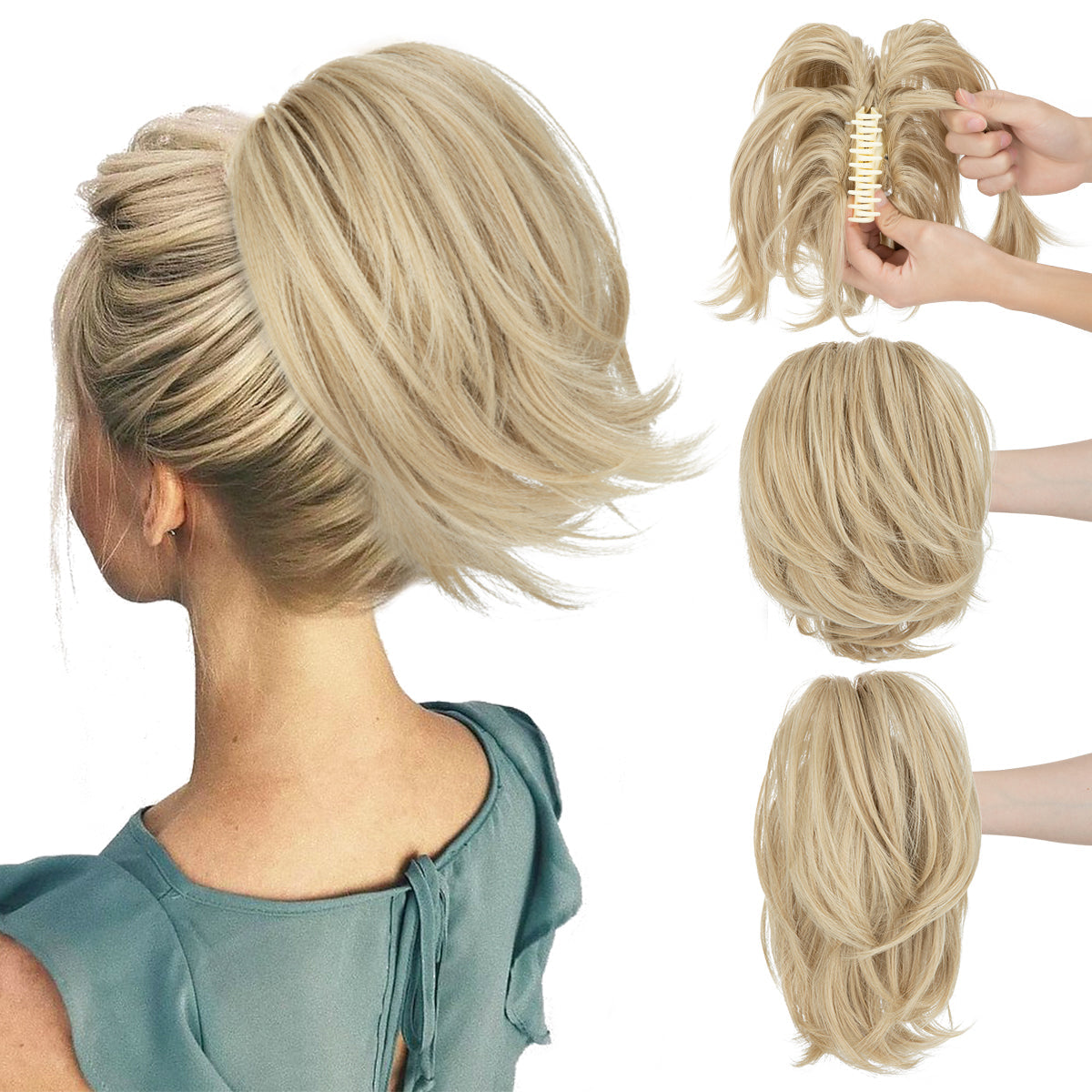 Synthetic Claw Clip In Ponytail Hair Extensions Diy Hairpiece Hair Bun