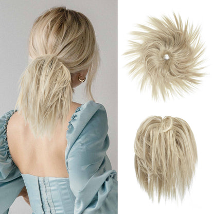 Messy ponytail extends hair without clip
