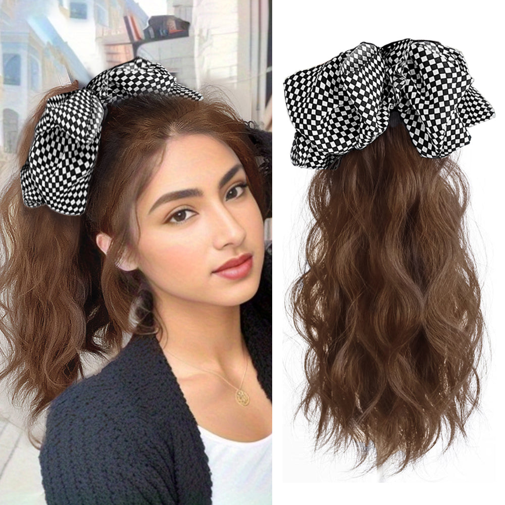 12inch Claw Clip Ponytail Hair Extensions Curly hair Natural bow Tail False Hair