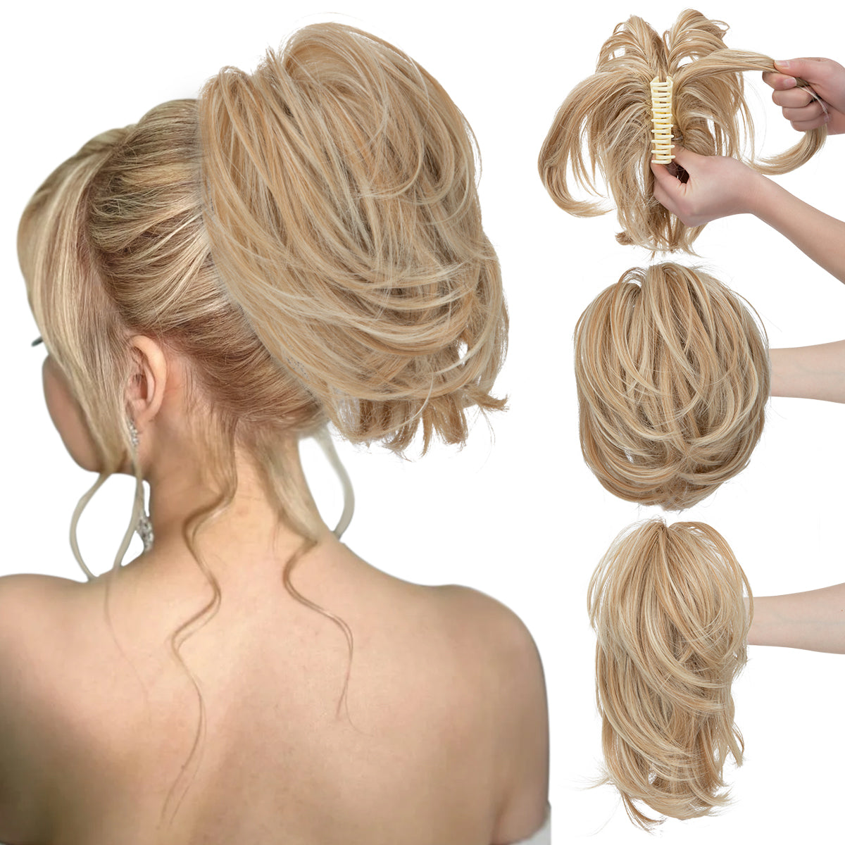 Synthetic Claw Clip In Ponytail Hair Extensions Diy Hairpiece Hair Bun