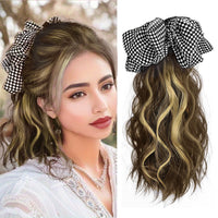 Plaid bow-Mixed brown