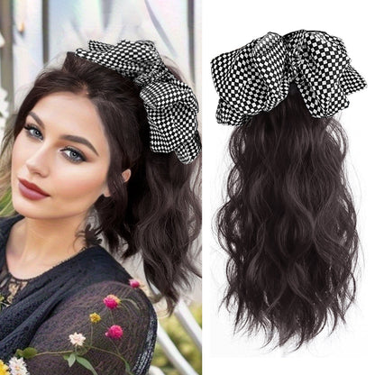 12inch Claw Clip Ponytail Hair Extensions Curly hair Natural bow Tail False Hair