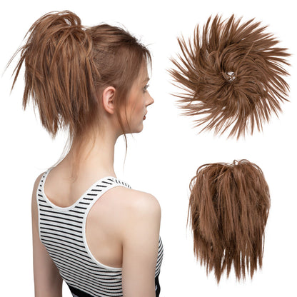 Messy ponytail extends hair without clip