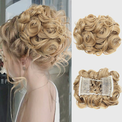 Short Messy Curly Dish Hair Bun Extension