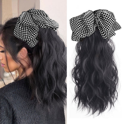 12inch Claw Clip Ponytail Hair Extensions Curly hair Natural bow Tail False Hair