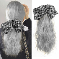 Plaid bow-Grey