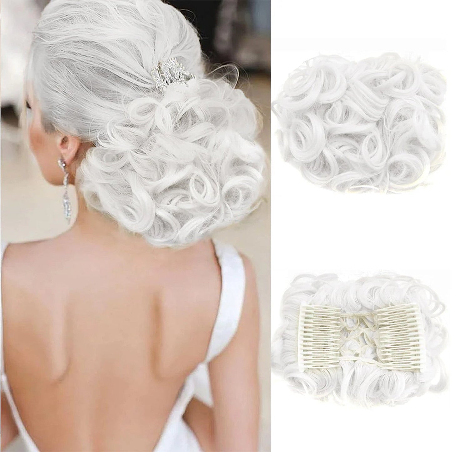 Short Messy Curly Dish Hair Bun Extension