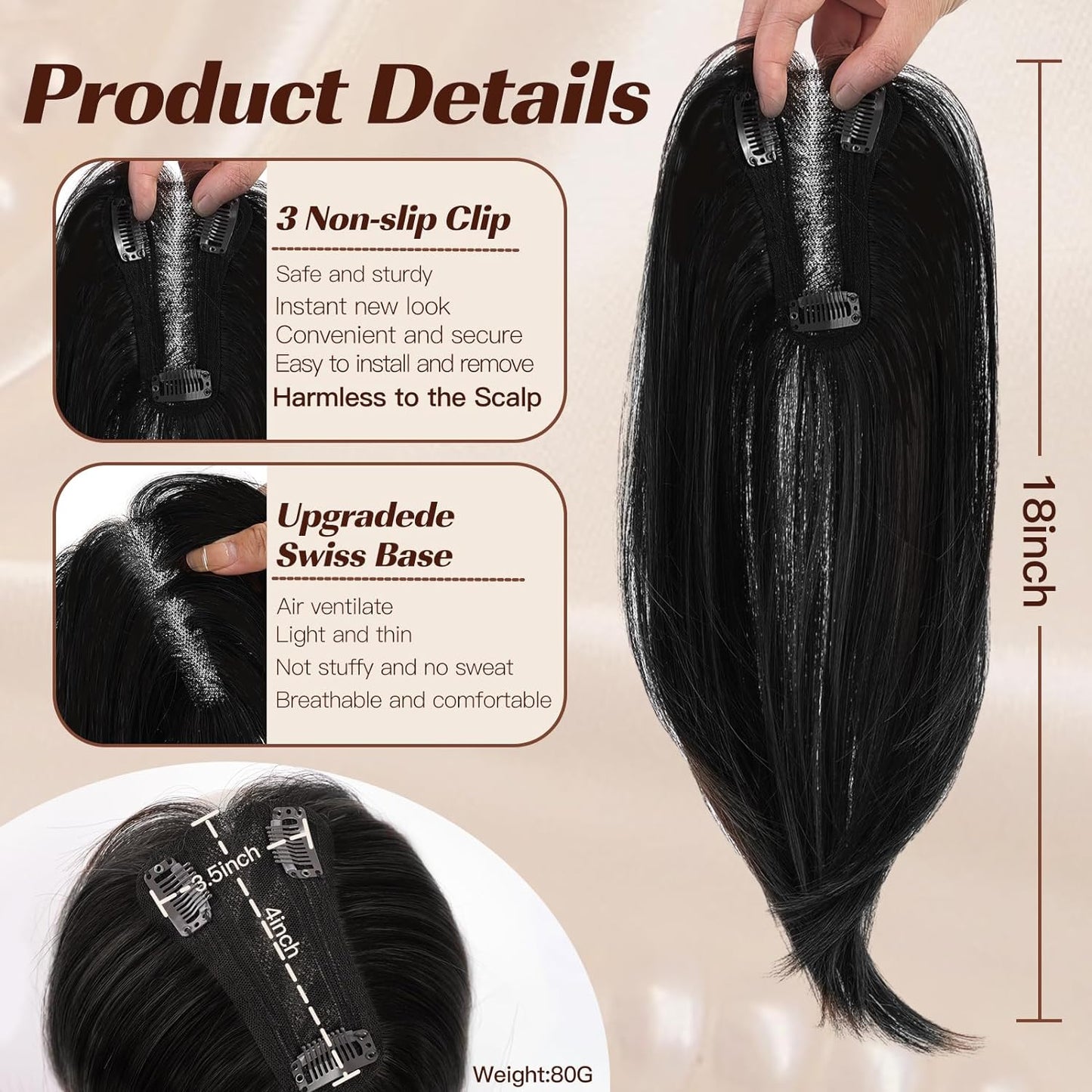 14/18 Inch Hair Toppers for Women Synthetic Hair Toppers Hair Pieces