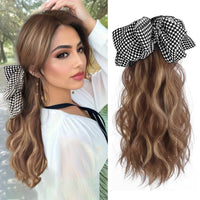 Plaid bow-Blonde Brown