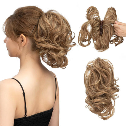 Claw Clip Short Ponytail Hair Extensions Bendable Metals Messy Bun