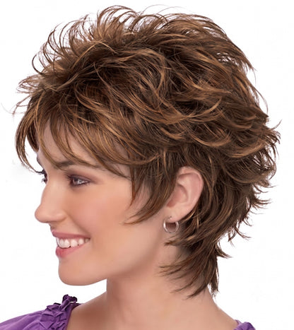 Harriet - Short  Blonde Pixie Cut Wigs for White Women Dark Brown Ombre Blonde