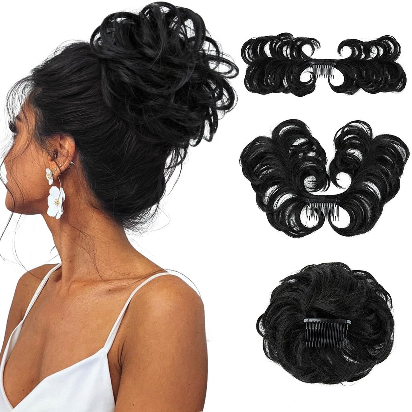 Messy Bun Hair Piece Side Comb Clip in Hair Bun Hairpiece