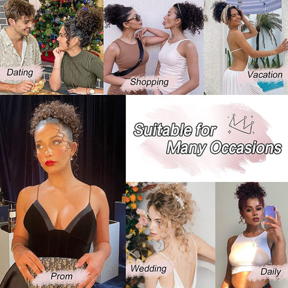 Curly Hair Bun, Elastic Drawstring Loose Wave Messy Hair Bun