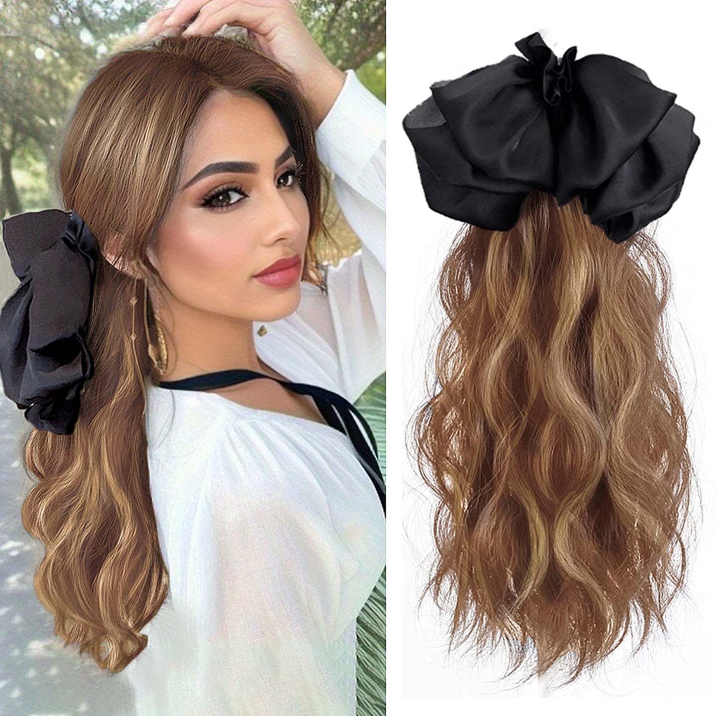 12inch Claw Clip Ponytail Hair Extensions Curly hair Natural bow Tail False Hair