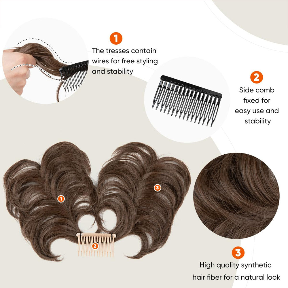 Messy Bun Hair Piece Side Comb Clip in Hair Bun Hairpiece