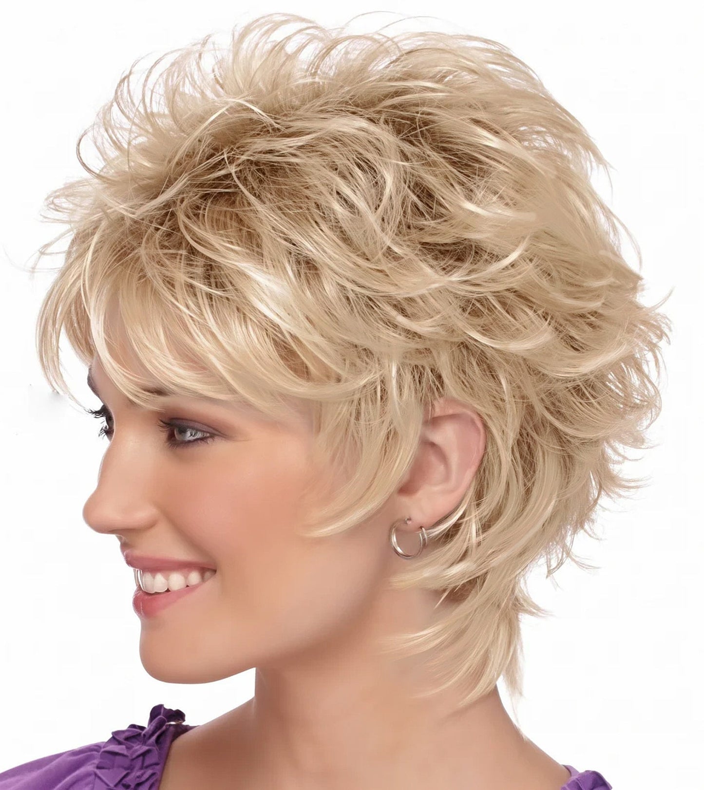 Harriet - Short  Blonde Pixie Cut Wigs for White Women Dark Brown Ombre Blonde