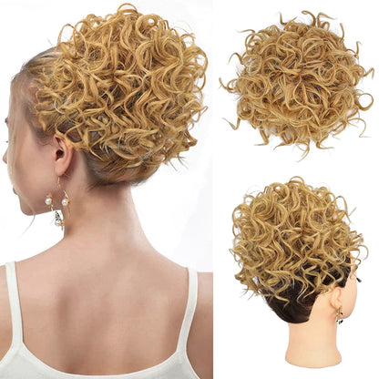 Curly Hair Bun, Elastic Drawstring Loose Wave Messy Hair Bun