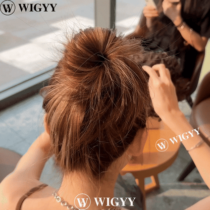 Curly Hair Bun, Elastic Drawstring Loose Wave Messy Hair Bun